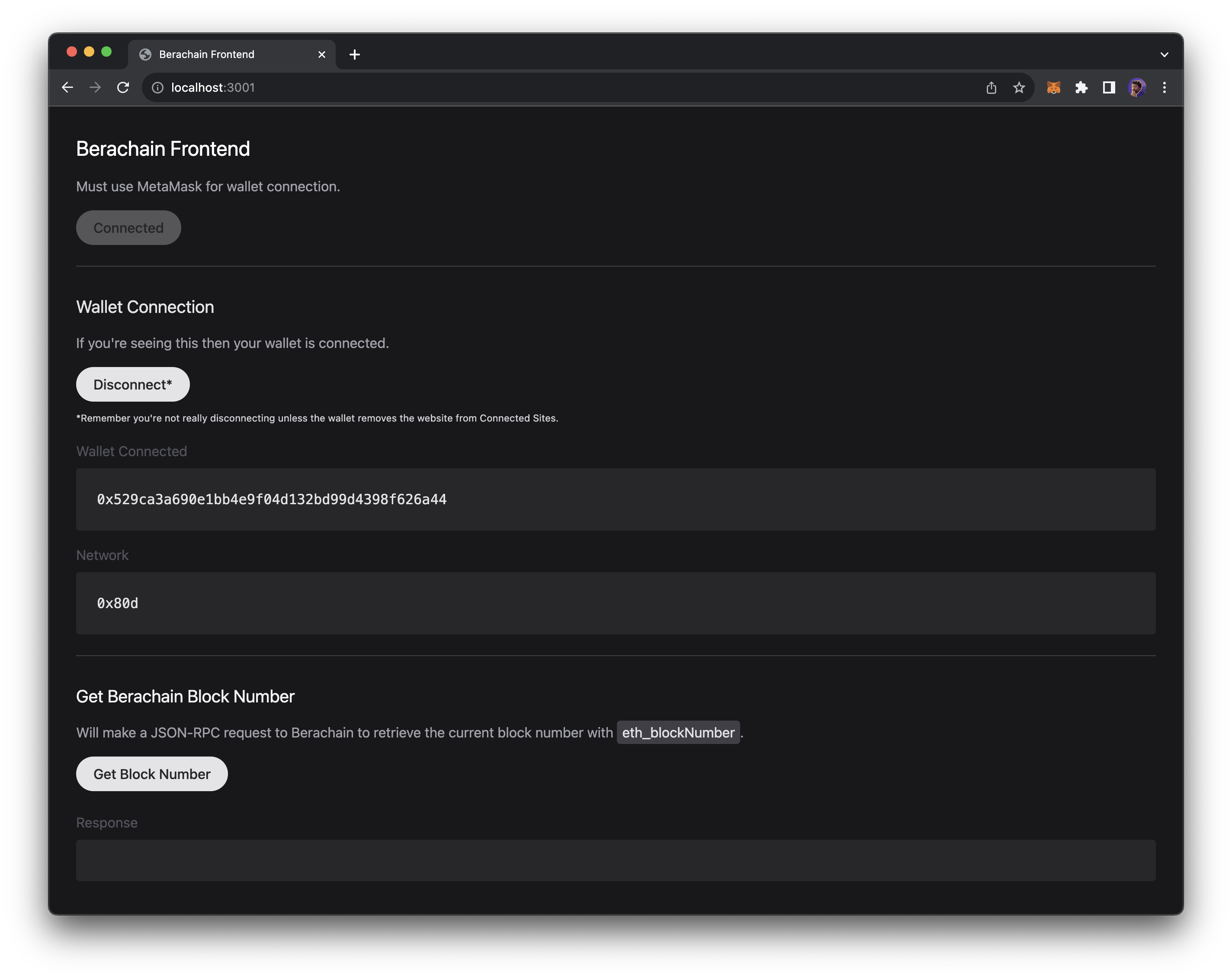 Developer Quickstart - Berachain Frontend Wallet Connection