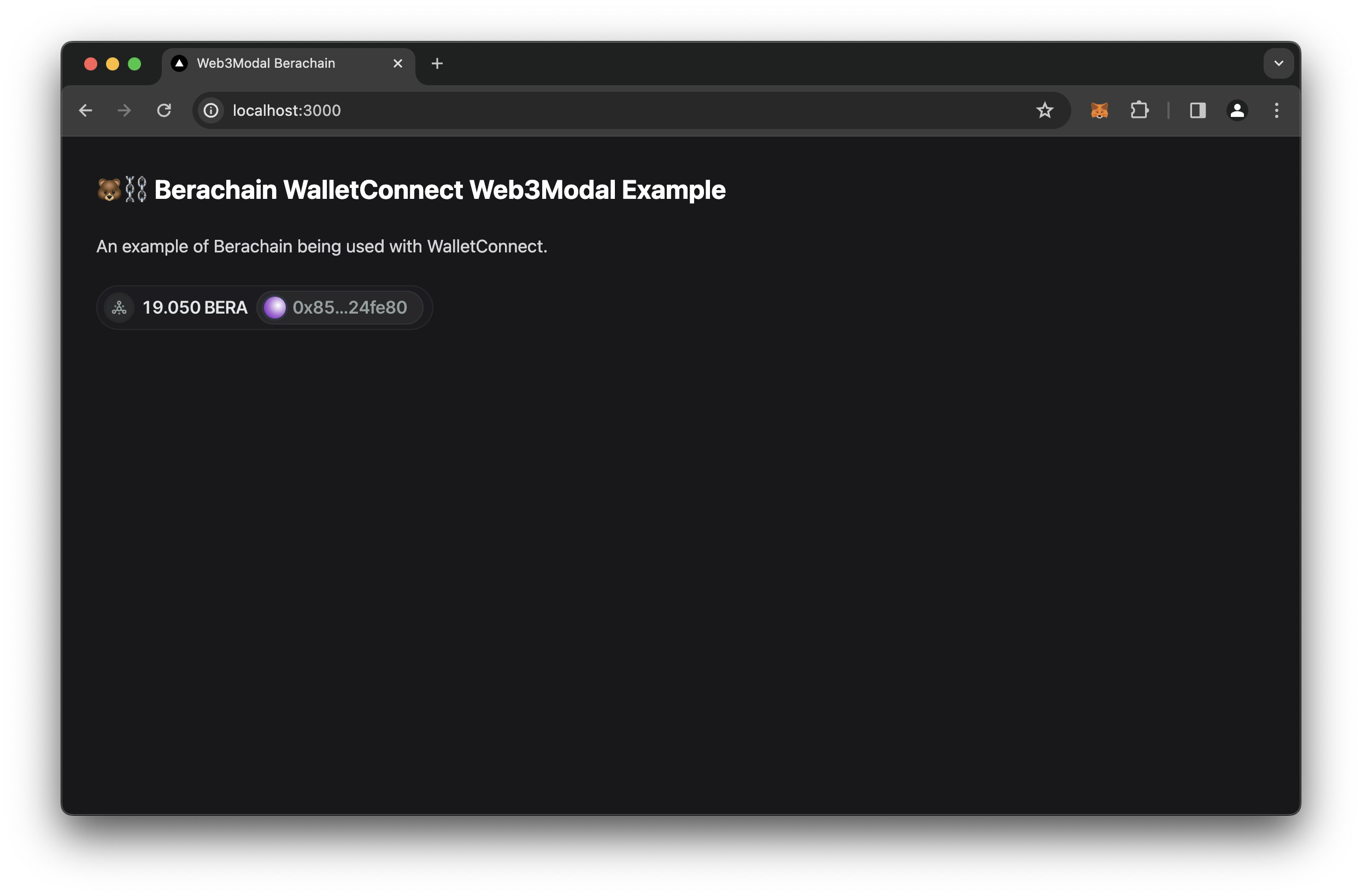 Guide Berachain WalletConnect Web3Modal Successfully Connected